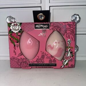 NWT Ed Hardy Pink and Cream Beauty Sponge Duo
